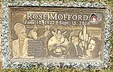 New Rose Perica Moffort (1922–2016) grave marker.