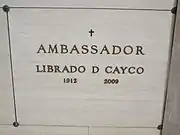 Crypt of Ambassador Librado D. Cayco (1912–2009).