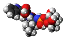 Space-filling model of the phosphoramidon molecule