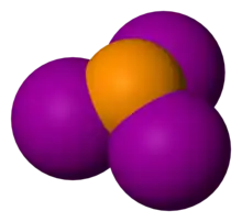 Space-filling model of the phosphorus triiodide molecule