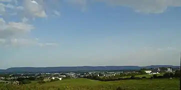 View of the town from beside Leigue Graveyard; one of the highest points in area