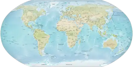 A simple physical map of the world