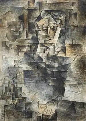 Pablo Picasso, Portrait of Daniel-Henry Kahnweiler, 1910, The Art Institute of Chicago. Pablo Picasso and Georges Braque co-invent Cubism, revolutionizing the art of painting and advancing the concepts of Modern art and Modernism.