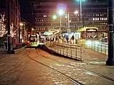 Piccadilly Gardens tram stop in December 2013.