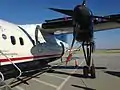 Piedmont Dash 8-100 ready for boarding at Tweed New Haven Airport in December 2014