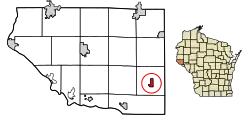 Location of Plum City in Pierce County, Wisconsin.