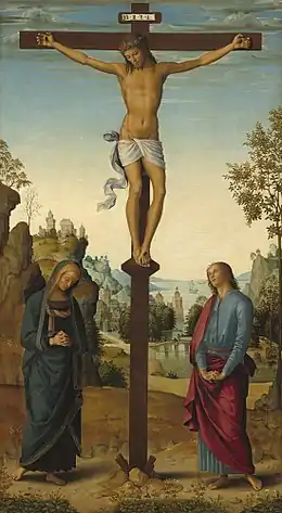 Pietro Perugino's depiction of the Crucifixion as Stabat Mater, 1482