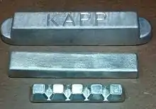 Three bars of babbitt metal