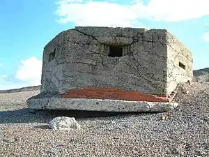 World War II Type 22 Pillbox on the shingle beach at Kelling