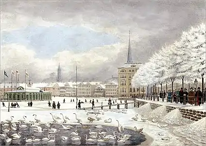 Winter view of the Alster, near the Jungfernstieg