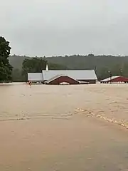 A flooded church near Nunnelly in Hickman County