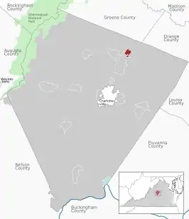 Location of the Piney Mountain CDP within the Albemarle County