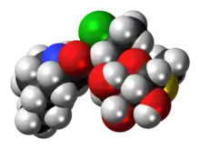 Space-filling model of pirlimycin molecule