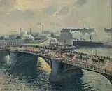 Camille Pissarro, 1896, Le Pont Boieldieu à Rouen, soleil couchant, temps brumeux, Musée des Beaux-Arts de Rouen