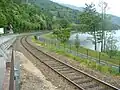 Railway at Calceranica al lago by the shore of Caldonazzo Lake