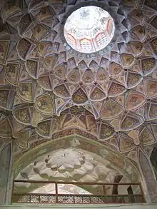 Islamic oculus opening into a cupola in the Hasht Behesht, Isfahan, Iran