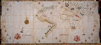 Image 40The Salviati Planisphere, a 1526 version of the Padrón Real provided by Charles V to the cardinal who officiated his wedding to Isabella of Portugal. (from History of cartography)