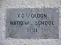 Plaque at Coracloon National School, County Leitrim