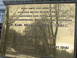 Commemorative plaque for Karl Helbig