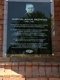 Plaque in memoriam  to Marian Rejewski