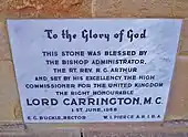 Stone set on the blessing of the church in 1958