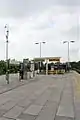 The island platform and entrance.