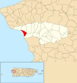 Location of Playa within the municipality of Añasco shown in red