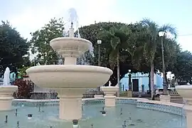 Juncos town square (plaza pública) with the parish church in the background.