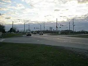 Highway 36 and FM 2218 intersection in Pleak