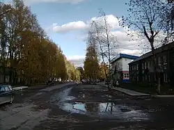 The corner of Partizanskaya and Lenina Streets; to the right is the Administration building