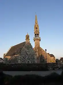 The ossuary and the parish church in Ploudiry