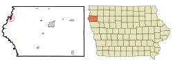 Location of Akron, Iowa