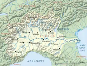 Map of the Po river basin.