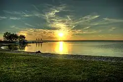 Image 8A view of Lake Neusiedl, which straddles the Austrian–Hungarian border