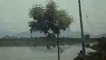 Podhigai mountain's shadow falling on Poovankurichi lake