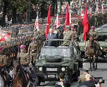 President Lech Kaczyński reviewing troops, Warsaw, 2007