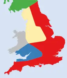 A colour coded map showing the political factions in 1153