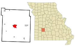 Location of Bolivar, Missouri