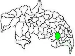 Mandal map of Guntur district showing  Ponnur mandal (in green)