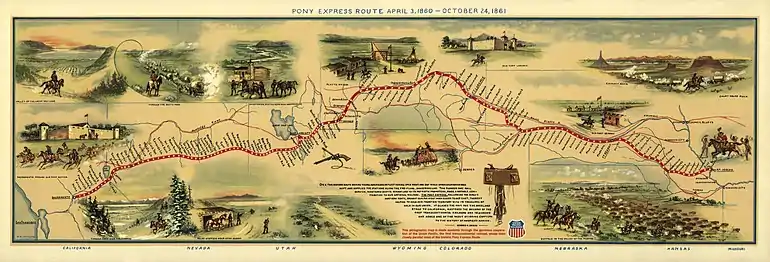 Pony Express route map