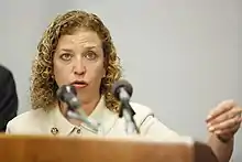 Image of Debbie Wasserman Schultz speaking at Democratic national Convention