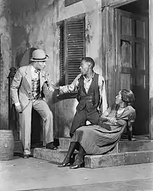 Percy Verwayne (Sporting Life), Frank Wilson (Porgy) and Evelyn Ellis (Bess)