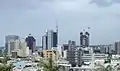 The Bank of Mauritius Tower during construction in July 2005.