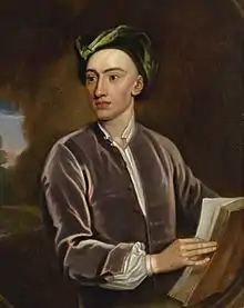 Portrait of poet Alexander Pope holding a book.