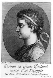 An engraving by Élisabeth Sophie Chéron, published c. 1736, based on a 1st century BC medallion.