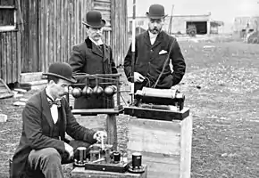 Image 11British Post Office engineers inspect Guglielmo Marconi's wireless telegraphy (radio) equipment in 1897. (from History of radio)