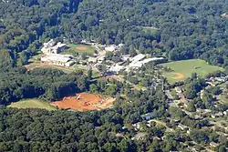 Aerial view of a school campus