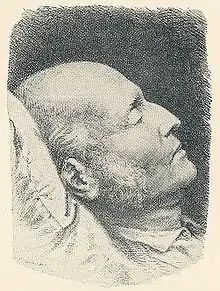 A picture of Poul Martin Møller's death mask.