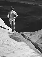 Nude standing on a rock slope, 1994