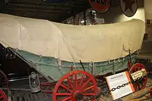 A Conestoga wagon on display at the Cole Land Transportation Museum in Bangor, Maine